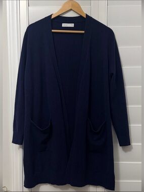 GRANA Cashmere Long Open Front Cardigan With Pockets Size Medium